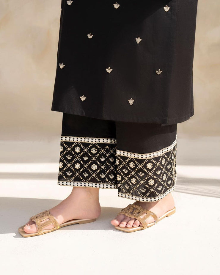 Black hock Embroidered 2pc